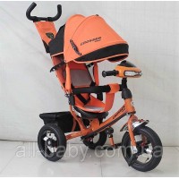 Велосипед детский трехколесный Azimut Trike Crosser One T1 ФАРА (надувные колёса) оранжевый