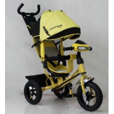 Велосипед детский трехколесный Azimut Trike Crosser One T1 ФАРА (надувные колёса) желтый