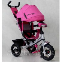 Велосипед детский трехколесный Azimut Trike Crosser One T1 ФАРА (надувные колёса) розовый