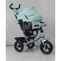 Велосипед детский трехколесный Azimut Trike Crosser One T1 ФАРА (надувные колёса) мята